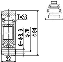 Dynamatrix DCV603005 - Шарнирный комплект, ШРУС, приводной вал unicars.by