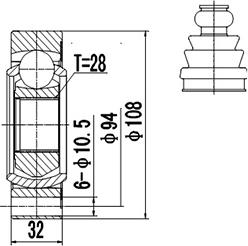 Dynamatrix DCV603001 - Шарнирный комплект, ШРУС, приводной вал unicars.by