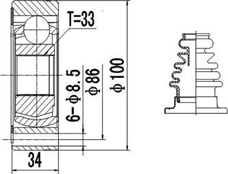 Dynamatrix DCV603009 - Шарнирный комплект, ШРУС, приводной вал unicars.by