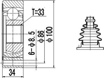 Dynamatrix DCV603011 - Шарнирный комплект, ШРУС, приводной вал unicars.by