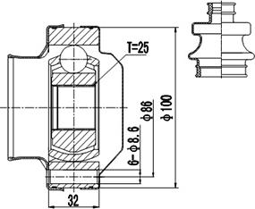 Dynamatrix DCV602005 - Шарнирный комплект, ШРУС, приводной вал unicars.by