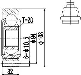 Dynamatrix DCV602003 - Шарнирный комплект, ШРУС, приводной вал unicars.by