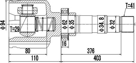 Dynamatrix DCV617020 - Шарнирный комплект, ШРУС, приводной вал unicars.by