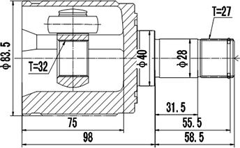 Dynamatrix DCV623009 - Шарнирный комплект, ШРУС, приводной вал unicars.by