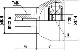 Dynamatrix DCV899288 - Шарнирный комплект, ШРУС, приводной вал unicars.by