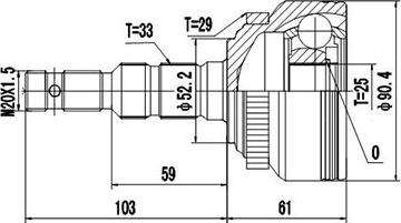 Dynamatrix DCV844006 - Шарнирный комплект, ШРУС, приводной вал unicars.by