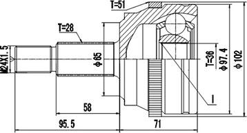 Dynamatrix DCV844026 - Шарнирный комплект, ШРУС, приводной вал unicars.by