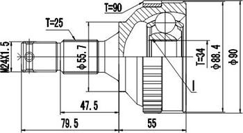 Dynamatrix DCV845004 - Шарнирный комплект, ШРУС, приводной вал unicars.by