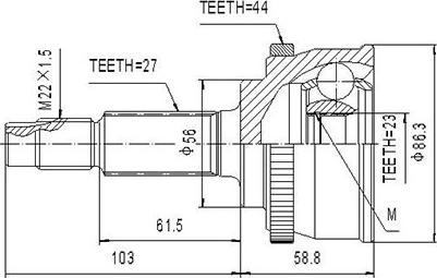 Dynamatrix DCV841044 - Шарнирный комплект, ШРУС, приводной вал unicars.by