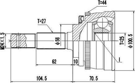 Dynamatrix DCV841062 - Шарнирный комплект, ШРУС, приводной вал unicars.by