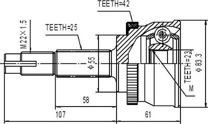 Dynamatrix DCV841155 - Шарнирный комплект, ШРУС, приводной вал unicars.by