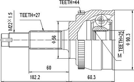 Dynamatrix DCV841184 - Шарнирный комплект, ШРУС, приводной вал unicars.by