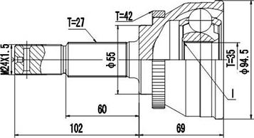 Dynamatrix DCV841137 - Шарнирный комплект, ШРУС, приводной вал unicars.by