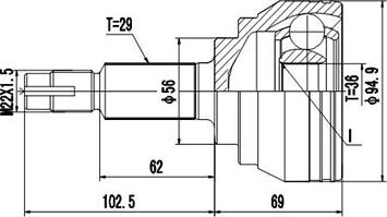 Dynamatrix DCV841232 - Шарнирный комплект, ШРУС, приводной вал unicars.by