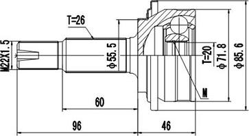 Dynamatrix DCV859232 - Шарнирный комплект, ШРУС, приводной вал unicars.by