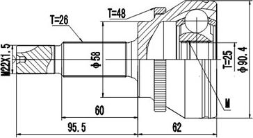 Dynamatrix DCV859226 - Шарнирный комплект, ШРУС, приводной вал unicars.by