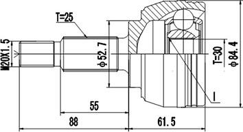 Dynamatrix DCV850093 - Шарнирный комплект, ШРУС, приводной вал unicars.by