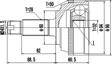 Dynamatrix DCV851001 - Шарнирный комплект, ШРУС, приводной вал unicars.by