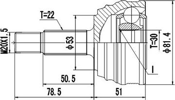 Dynamatrix DCV853008 - Шарнирный комплект, ШРУС, приводной вал unicars.by