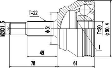 Dynamatrix DCV853007 - Шарнирный комплект, ШРУС, приводной вал unicars.by