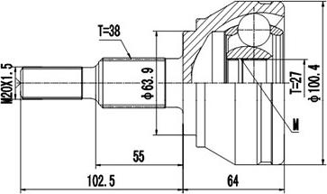 Dynamatrix DCV861042 - Шарнирный комплект, ШРУС, приводной вал unicars.by