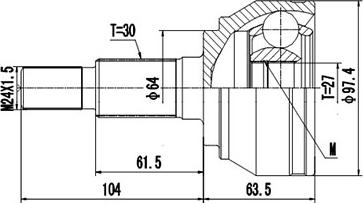 Dynamatrix DCV861050 - Шарнирный комплект, ШРУС, приводной вал unicars.by