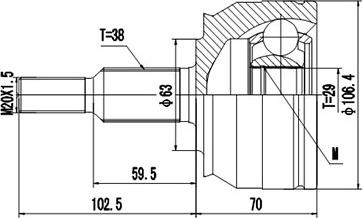 Dynamatrix DCV861011 - Шарнирный комплект, ШРУС, приводной вал unicars.by