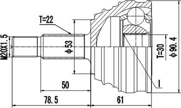 Dynamatrix DCV861018 - Шарнирный комплект, ШРУС, приводной вал unicars.by