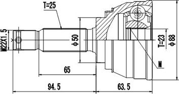 Dynamatrix DCV809002 - Шарнирный комплект, ШРУС, приводной вал unicars.by