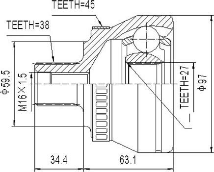 Dynamatrix DCV803019 - Шарнирный комплект, ШРУС, приводной вал unicars.by