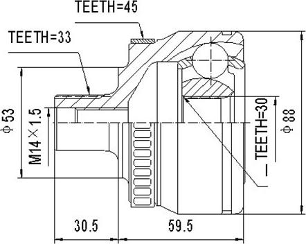 Dynamatrix DCV803018 - Шарнирный комплект, ШРУС, приводной вал unicars.by