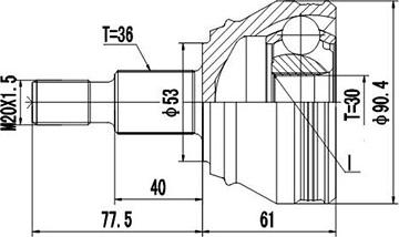 Dynamatrix DCV803036 - Шарнирный комплект, ШРУС, приводной вал unicars.by