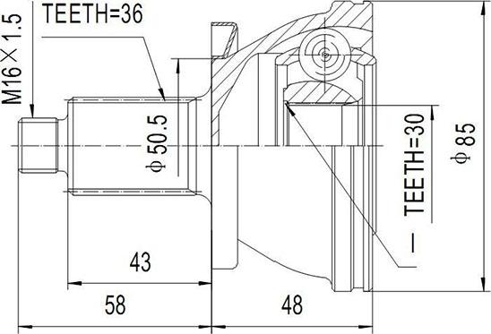 Dynamatrix DCV803027 - Шарнирный комплект, ШРУС, приводной вал unicars.by