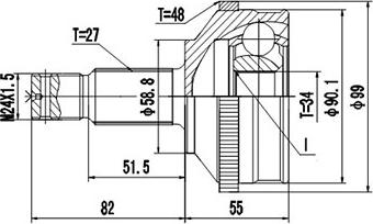 Dynamatrix DCV810059 - Шарнирный комплект, ШРУС, приводной вал unicars.by