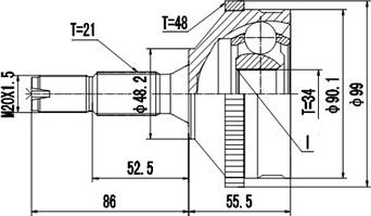 Dynamatrix DCV810056 - Шарнирный комплект, ШРУС, приводной вал unicars.by