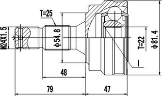 Dynamatrix DCV810001 - Шарнирный комплект, ШРУС, приводной вал unicars.by