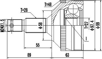 Dynamatrix DCV810008 - Шарнирный комплект, ШРУС, приводной вал unicars.by