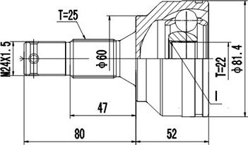 Dynamatrix DCV810025 - Шарнирный комплект, ШРУС, приводной вал unicars.by