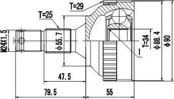 Dynamatrix DCV845001 - Шарнирный комплект, ШРУС, приводной вал unicars.by