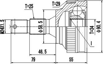 Dynamatrix DCV810076 - Шарнирный комплект, ШРУС, приводной вал unicars.by