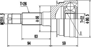 Dynamatrix DCV834007 - Шарнирный комплект, ШРУС, приводной вал unicars.by