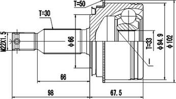 Dynamatrix DCV839124 - Шарнирный комплект, ШРУС, приводной вал unicars.by