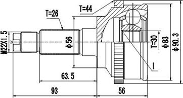 Dynamatrix DCV834058 - Шарнирный комплект, ШРУС, приводной вал unicars.by