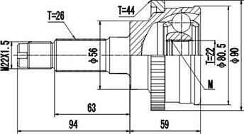 Dynamatrix DCV834006 - Шарнирный комплект, ШРУС, приводной вал unicars.by