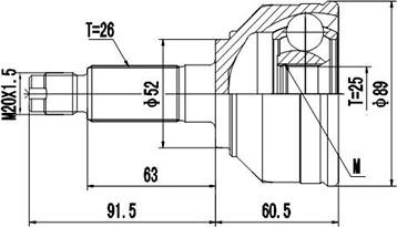 Dynamatrix DCV834001 - Шарнирный комплект, ШРУС, приводной вал unicars.by