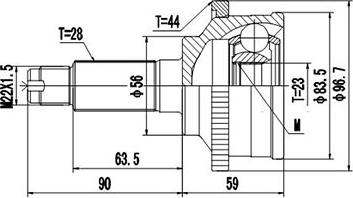 Dynamatrix DCV834013 - Шарнирный комплект, ШРУС, приводной вал unicars.by