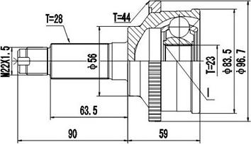 Dynamatrix DCV834021 - Шарнирный комплект, ШРУС, приводной вал unicars.by