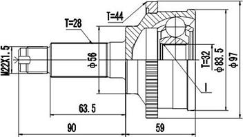 Dynamatrix DCV834117 - Шарнирный комплект, ШРУС, приводной вал unicars.by