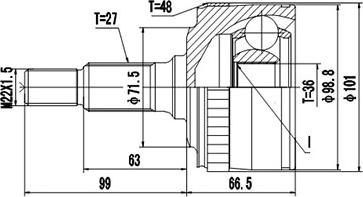 Dynamatrix DCV835002 - Шарнирный комплект, ШРУС, приводной вал unicars.by