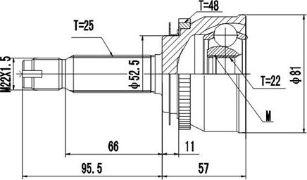 Dynamatrix DCV824098 - Шарнирный комплект, ШРУС, приводной вал unicars.by